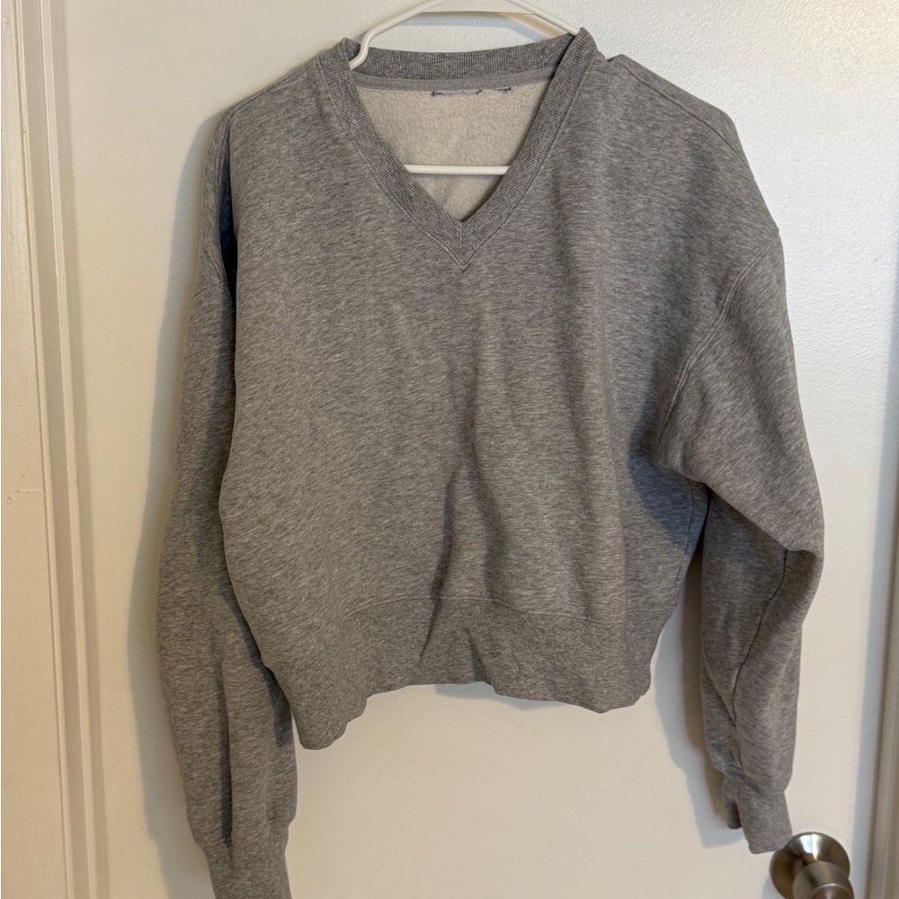 Aritzia Heather Gray V-Neck Sweater